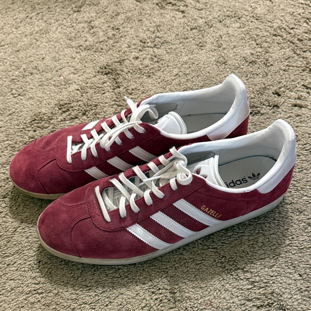 Adidas Gazelle Men's Burgundy and White Sneakers